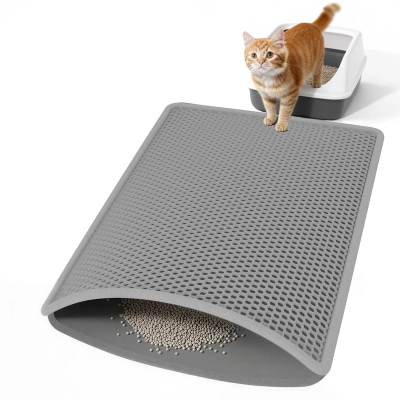 Anywish Tapis Litière Double-Couche Grand pour Bac à Litière – Étanche et Facile à Nettoyer