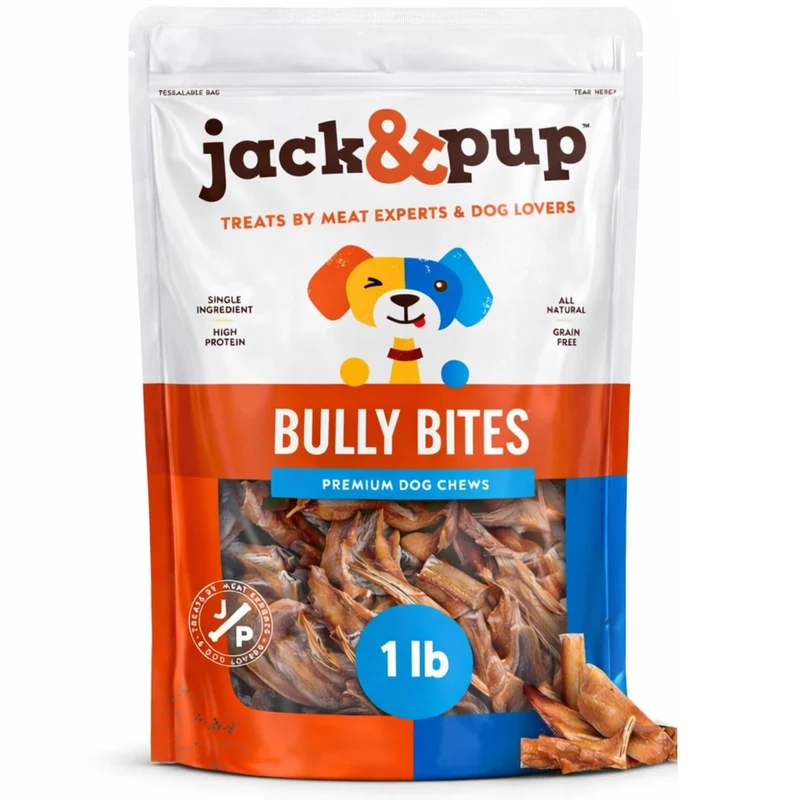 Jack&Pup Bully Bites pour Chiens (1 lb) — Friandises Bully Petites pour Chiots et Petits Chiens