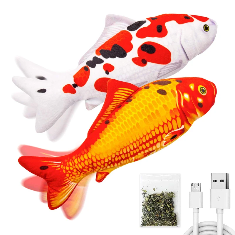 TOOGE 2 Pack Poisson Flottant 9 pouces – Jouets Interactifs pour Chats et Petits Chiens, Recharge USB
