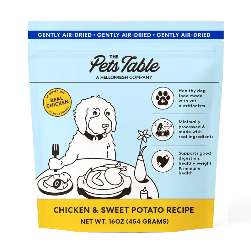 The Pets Table – Nourriture pour chien séchée à l'air au poulet et patate douce, sachet de 450 g