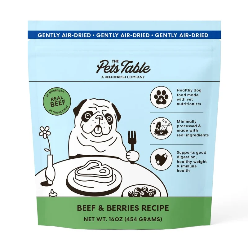 The Pets Table Boeuf et Baies – Nourriture pour chiens sans céréales, séchée à l'air, 1 lb