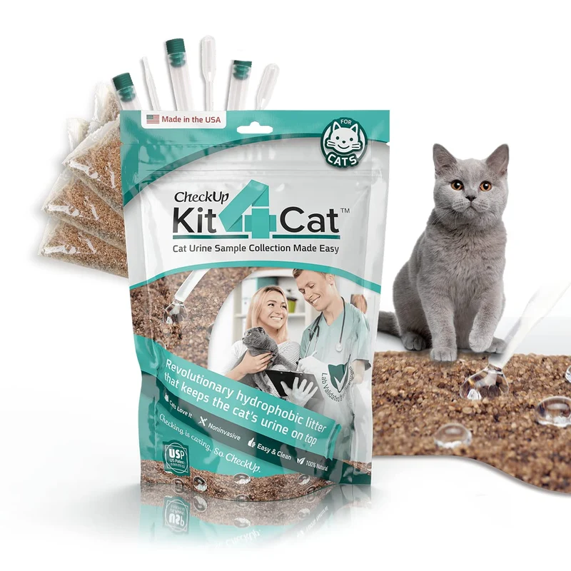 KIT4CAT Litière Hydrophobe 2 lb pour Collecte d’Urine — Sable Naturel, Usage Unique (3 sachets de 11 oz)
