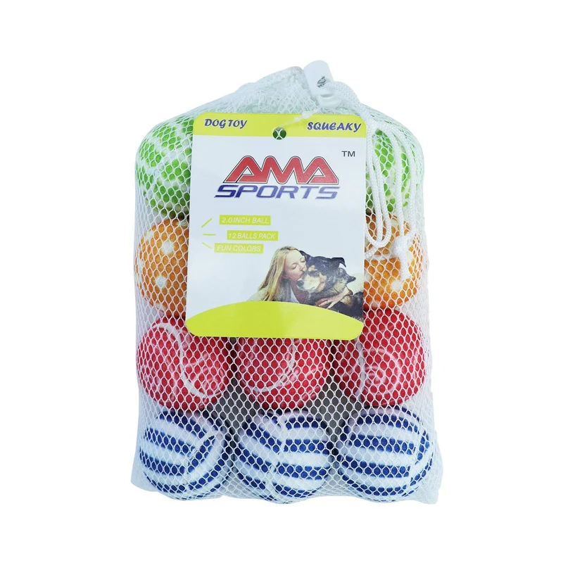 AMA SPORT Balles de Tennis Siffleuses pour Chiens – Pack de 12, 2,0 pouces