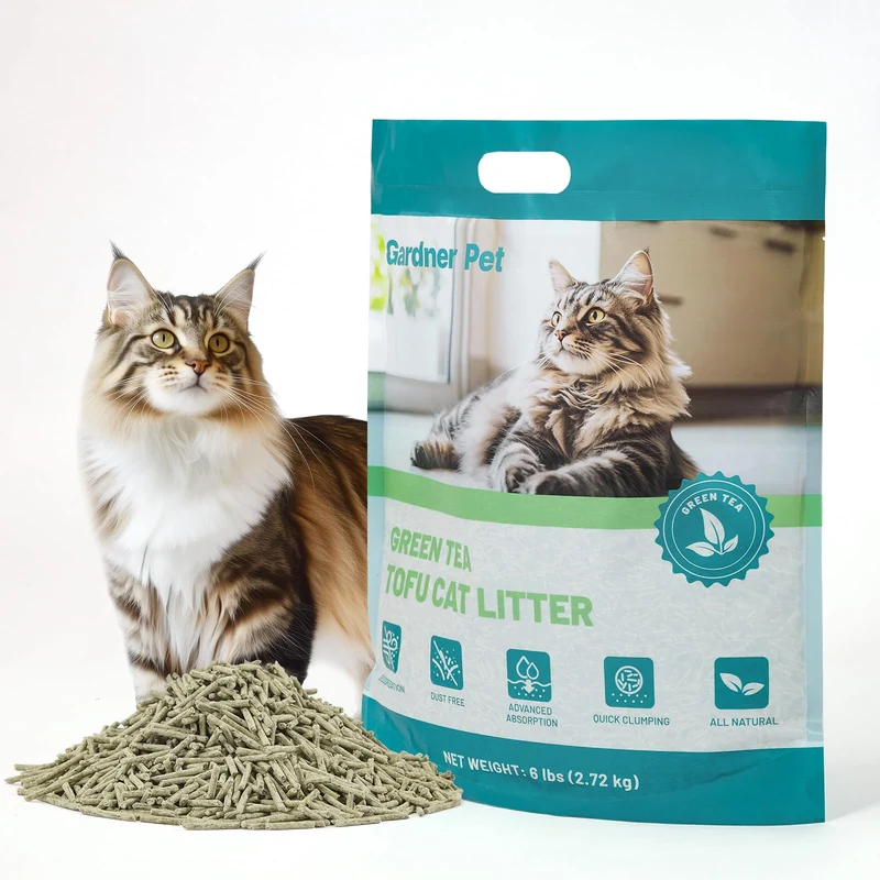 Gardner Pet Litière Tofu Naturel pour Chats – Thé Vert, Sans Poussière, Agglomération Rapide, 6 lb