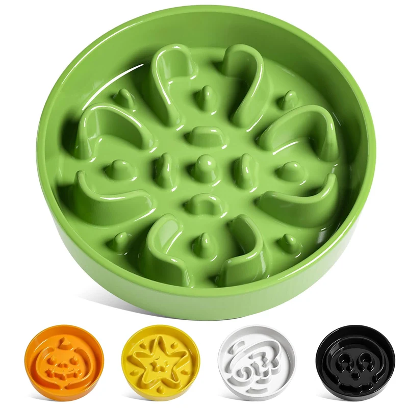LE TAUCI Bol ralentisseur pour chien en céramique – 1,5 tasses, vert Clover