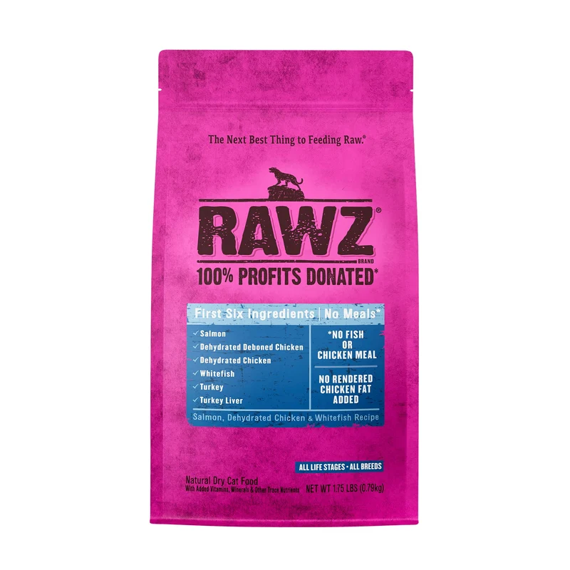 Rawz Saumon, Poulet Déshydraté et Poisson Blanc — Croquettes Naturelles pour Chats 1,75 lb