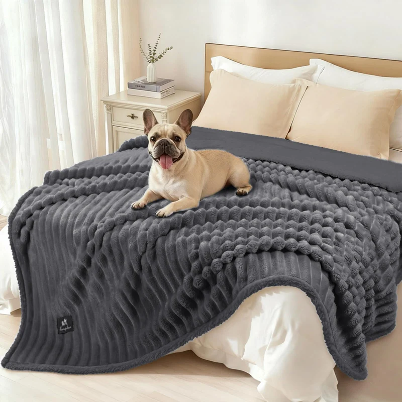Luciphia Couverture pour Chien XXL Imperméable – Ultra-Douce, Calmant et Lavable en Machine | Gris Pierre (85''×57'')