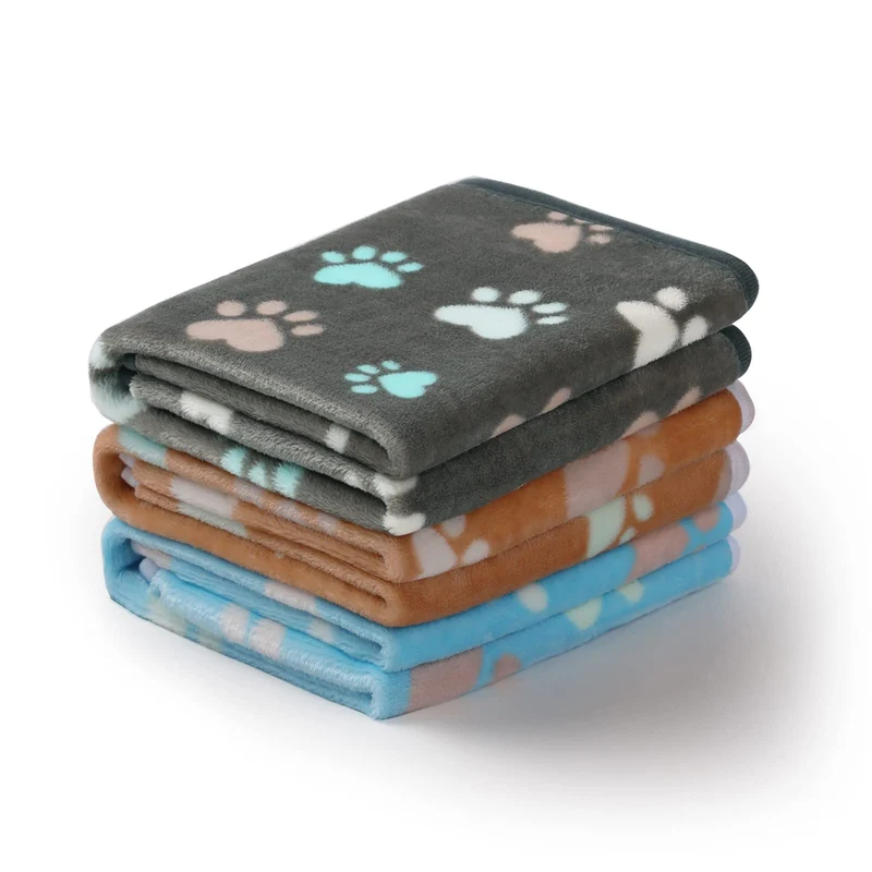 Luciphia – Pack de 3 Couvertures pour Animaux en Polaire Peluche Premium, Grand 41x31'' (Gris/Marron/Bleu)