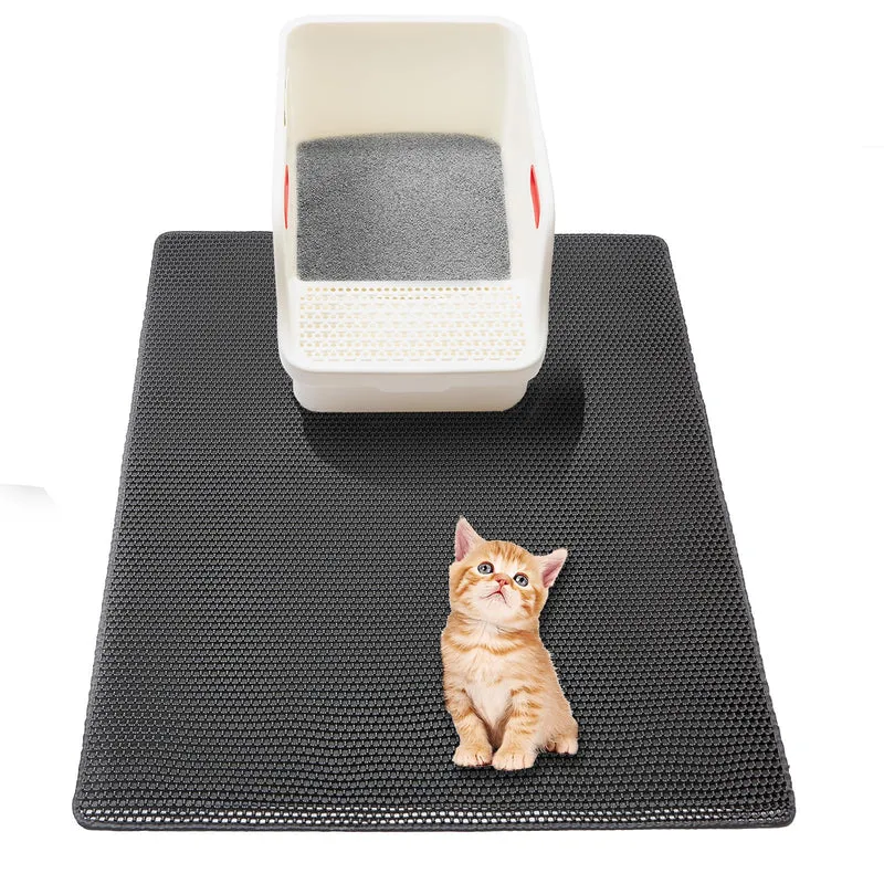 USHARP Grand Tapis Litière pour Chat 35 x 25 po — Double couche, Antidérapant, Imperméable, Facile à nettoyer