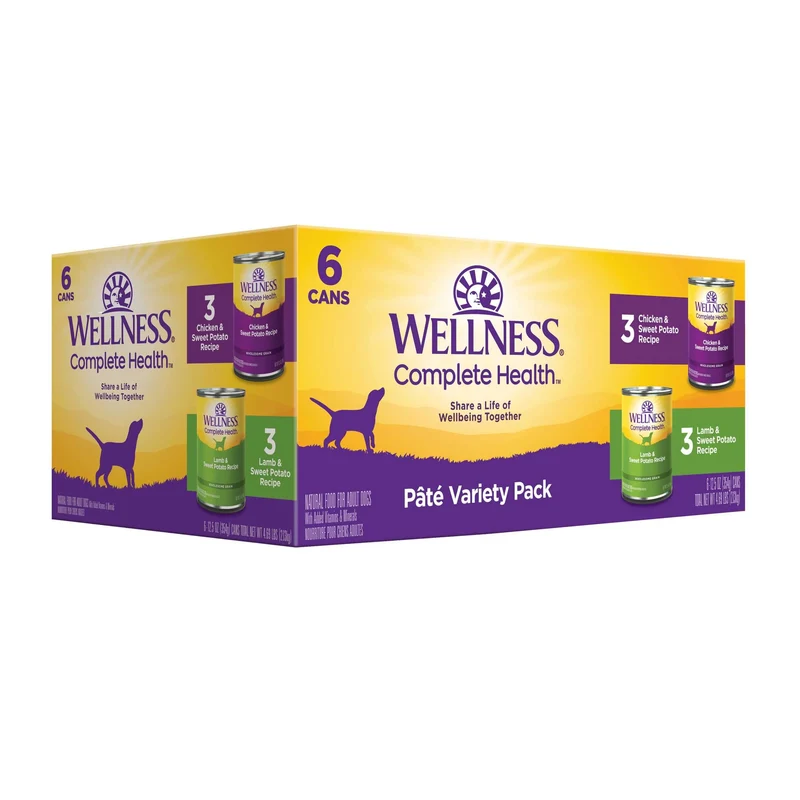 Wellness Pâté Humide en Conserves pour Chien — Pack Variété, 6 Boîtes de 12,5 oz