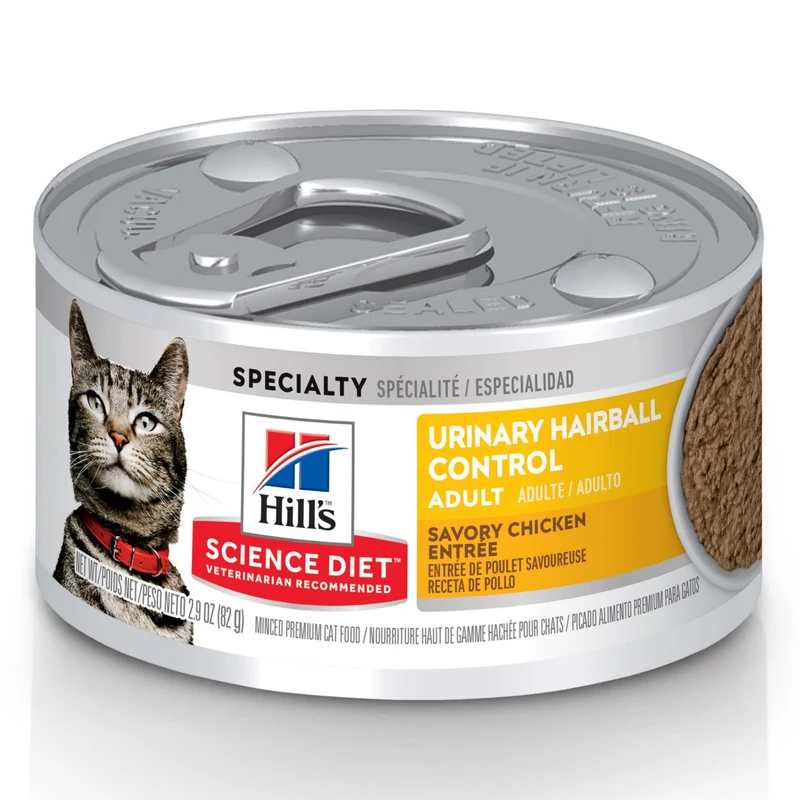 Hill's Science Diet Chat Adulte Urinaire & Boules de Poils – Entrée Humide au Poulet Mince, 12 Boîtes de 2,9 oz