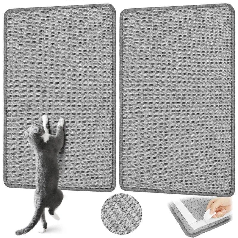 Graciadeco Tapis Grattoir pour Chats en Sisal – 2 Packs, Mural, Gris, 23,6 x 15,7 pouces