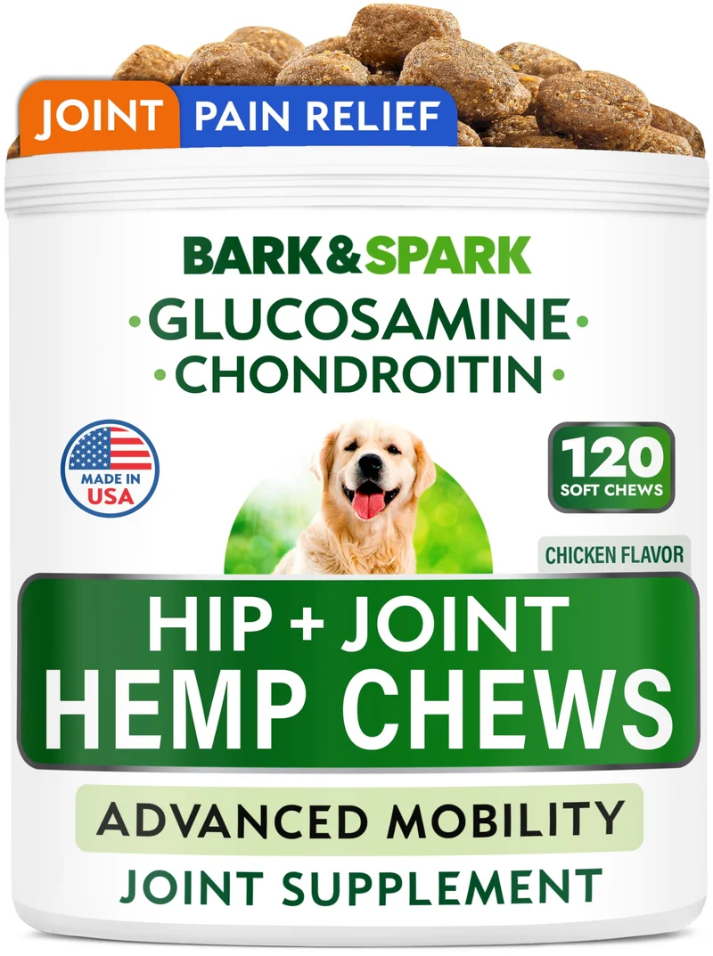 BARK&SPARK GOMMES Hip & Joint pour Chiens – Glucosamine, Chondroïtine & MSM – Mobilité & Soin Articulaire – Fabriqué aux États‑Unis