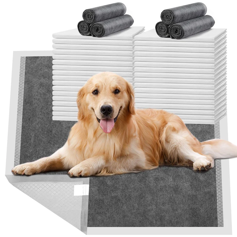 HIDOGGYLD Tapis-pipi Charbon Actif pour Chiots – Très Grand 28×34 pouces, Lot 30 Pièces, Anti-Odeur et Anti-Fuite