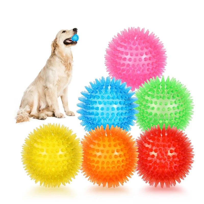 petizer Lot de 6 balles pour chien 4,5 pouces — balles qui couinent, flottantes et piquées — jouets interactifs pour grand chien