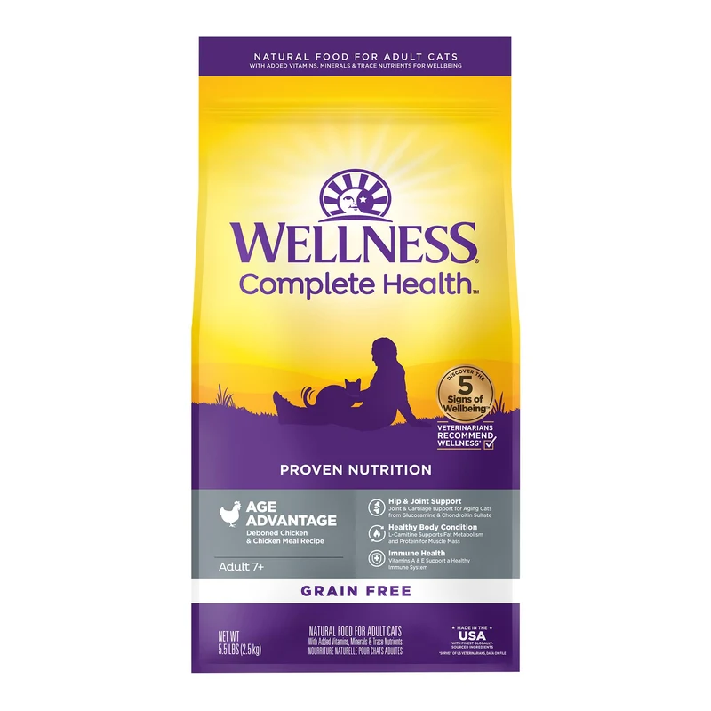 Wellness Complete Health Senior – Croquettes pour Chat Senior au Poulet Sans Céréales (2,5 kg)