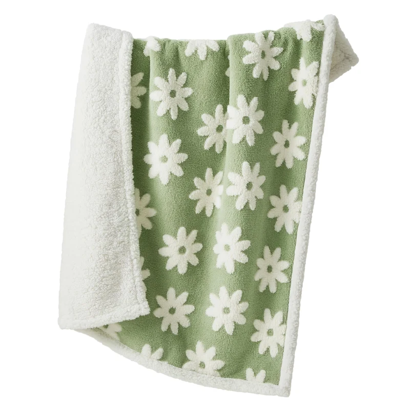 LE SURE Couverture Imperméable pour Chiens Moyens – Double Face, Sherpa et Jacquard (Vert)