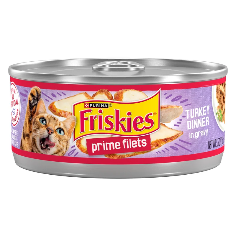 Purina Friskies Prime Filets Dinde Diner en Sauce – Boîtes Humides pour Chat, Pack 24 x 5,5 oz