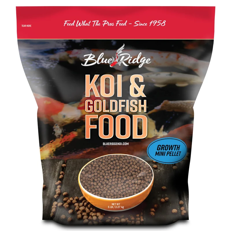 Nourriture Koi Blue Ridge 5 lb – Formule Mini Croissance pour Koi et Poisson Rouge, Pellets Flottants pour Bassin