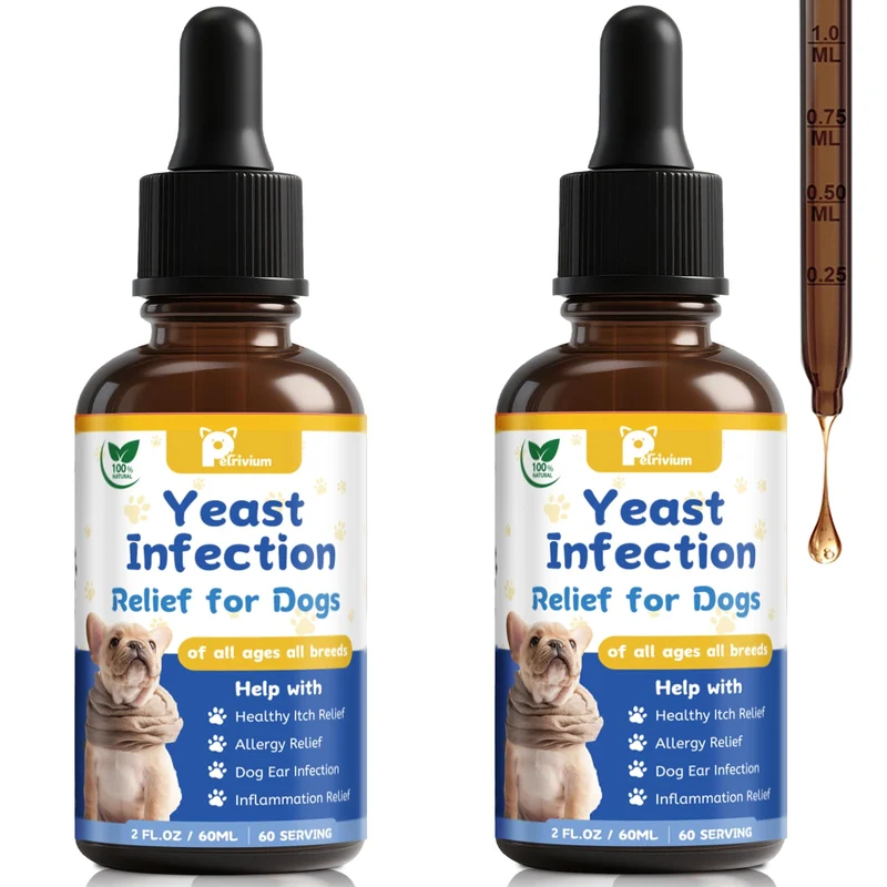 Traitement naturel infection levure chien Petrivium – Démangeaisons et peau, gouttes 2 packs