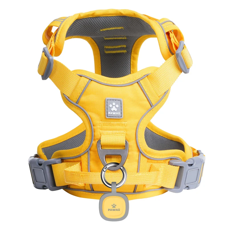Harnais anti-traction Pawaii pour chien avec étiquette d’identification – harnais respirant et réfléchissant pour grands chiens