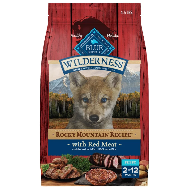 Blue Buffalo Wilderness Rocky Mountain Recipe – Croquettes pour chiots, haute teneur en protéines, DHA – 4,5 lb