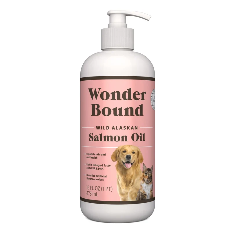 Amazon Basics Huile de Saumon Sauvage Alaska – Soin peau et pelage, Omega-3 pour chiens et chats, 16 oz