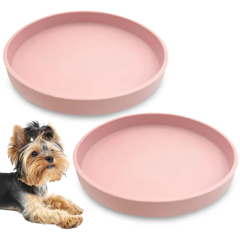 Apatal bol silicone pour chien et chat – peu profond Ø7 po – rose – lot de 2