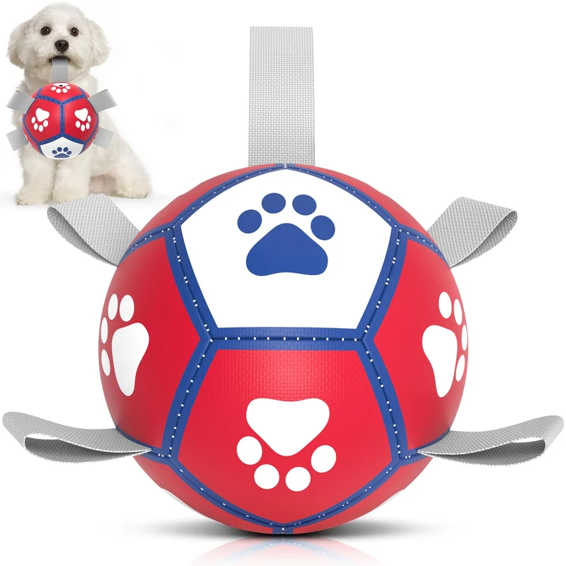 Diman Ballon de Foot pour Chien Petit avec Sangles – Jouet Interactif, Jeux Extérieurs et Piscine