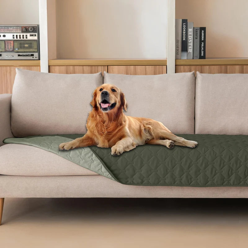 gogobunny Couverture chien imperméable double-face 30x90 pouces Olive foncé/clair