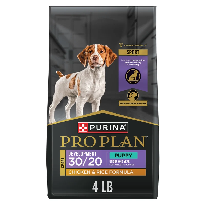 Purina Pro Plan Sport Développement 30/20 – Poulet et Riz pour Chiots, Protéine Élevée, Sac 4 lb