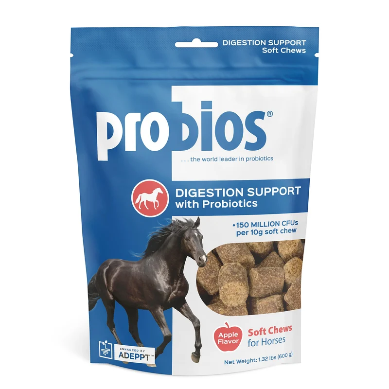 Probios pour chevaux – Probiotique quotidien en bouchées pomme, soutien digestion et immunité, 600 g