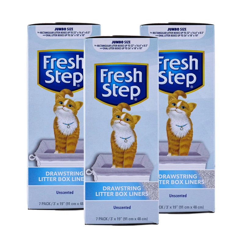 Fresh Step Jumbo Liner – Sacs pour Bac à Litière XXL Sans Parfum, 36 x 19 po, 7 sacs x 3 paquets