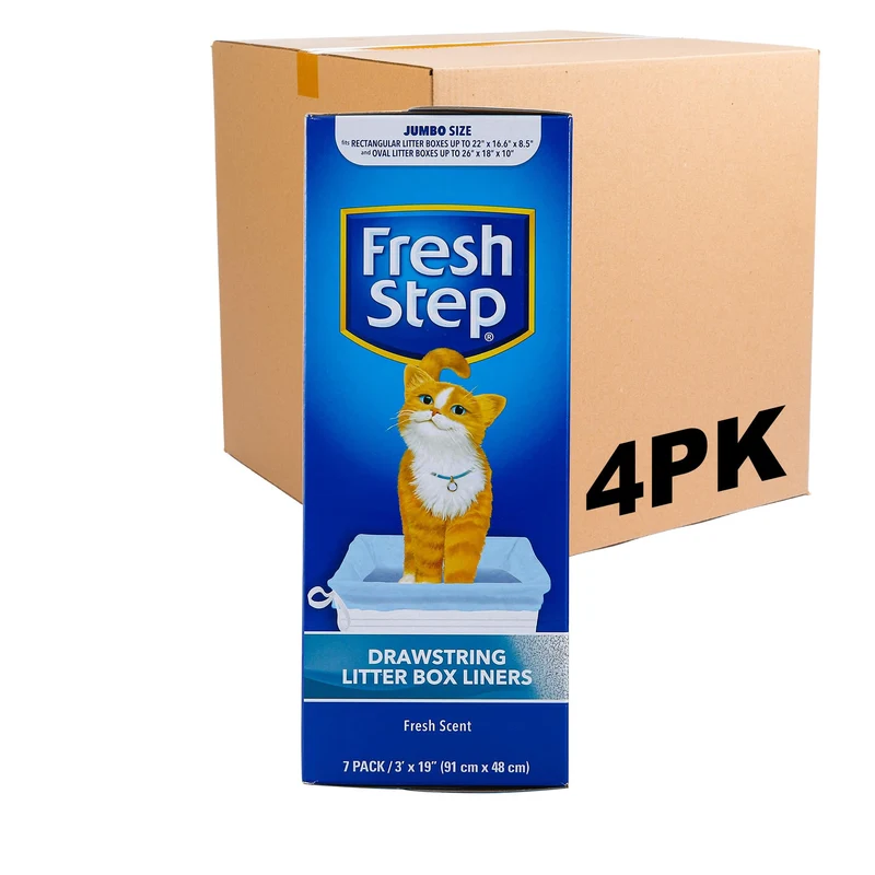 Fresh Step Jumbo Liner pour Bac Litière — 36 x 19 po, Senteur Fraîche, Lot de 4 paquets de 7 sacs chacun