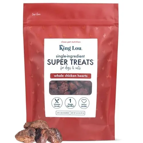 King Lou Pets – Cœurs de poulet entiers lyophilisés pour chiens et chats