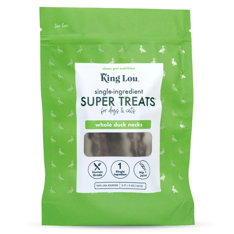 King Lou Pets - Os de Canard Entier pour Chiens et Chats | Friandise à Ingrédient Unique - Fabriqué aux États-Unis - Pack 5