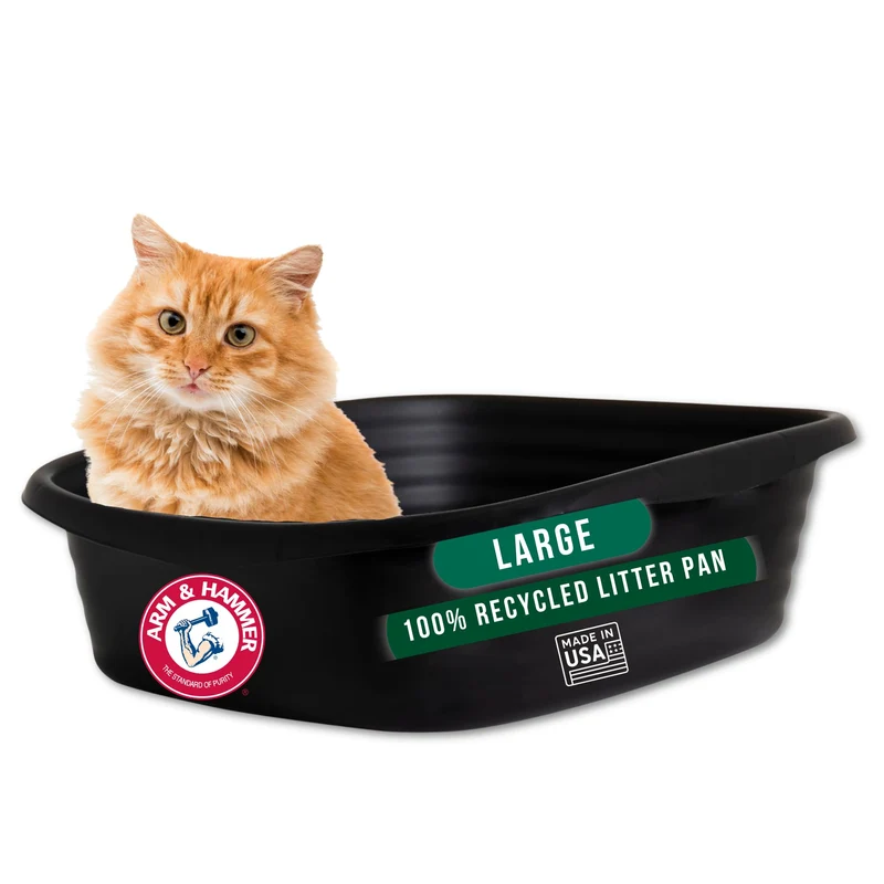 Arm & Hammer Litière pour Chats en Plastique Recyclé — Grand Modèle Noir, Fabriqué aux États‑Unis, Facile à Nettoyer