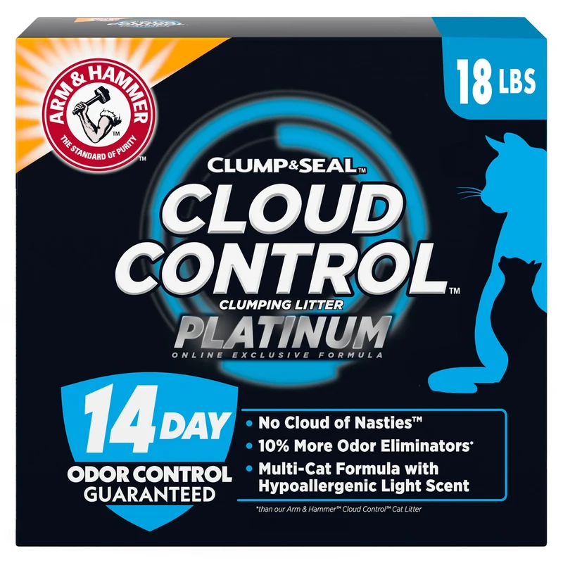 ARM & HAMMER Cloud Control Platinum – Litière pour chats, sans poussière, hypoallergénique, 18 lb
