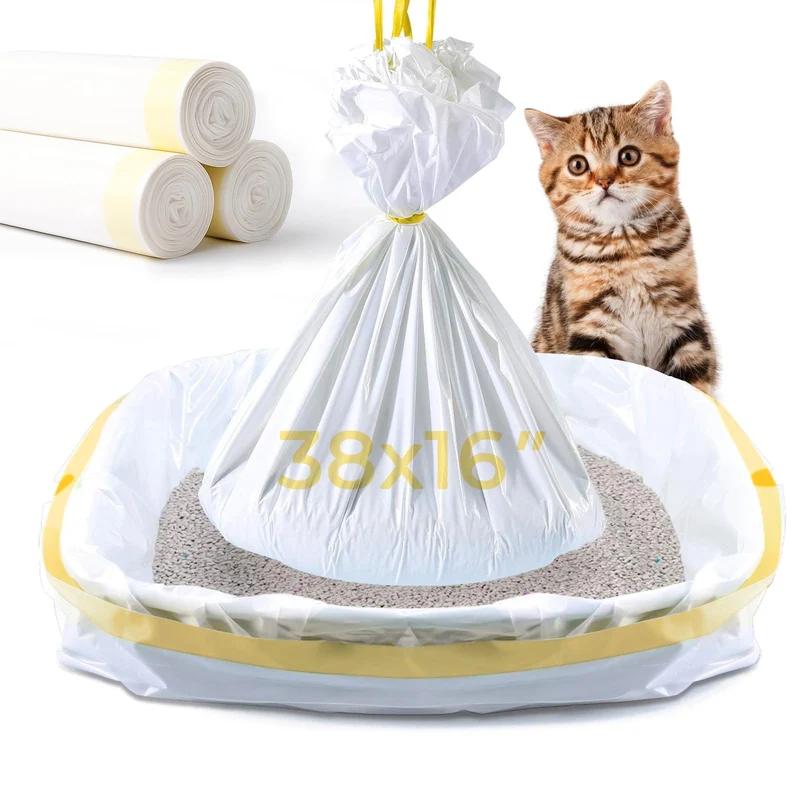 KONE Sacs Litière Chat – Jumbo 36x18, 30 Sacs Extra Durables avec Cordon