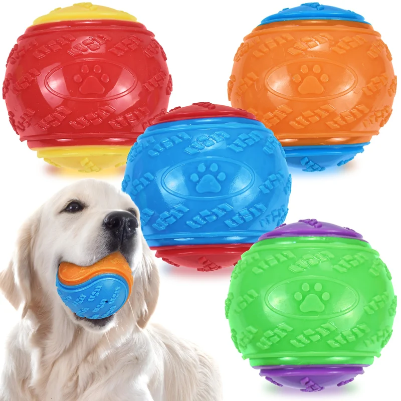 LECHONG Balle Siffle 3,5 po — Jouets pour Chiens, Entraînement et Plaisir, 4 Pièces