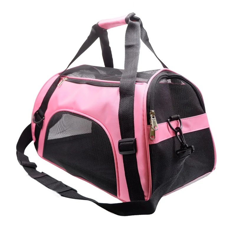 ZaneSun Sac de transport souple pour chats et petits chiens – Léger, pliable et autorisé en cabine – Rose clair moyen