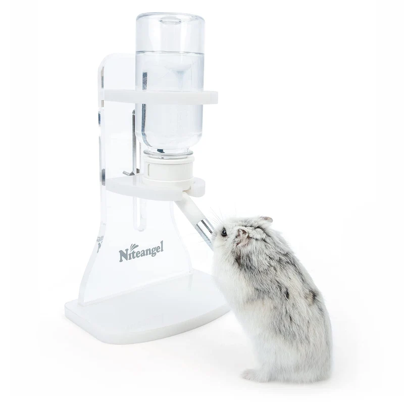 Niteangel Bouteille d'eau avec support pour petits animaux – Hamsters, Gerbilles, Souris et Rats (Transparent)