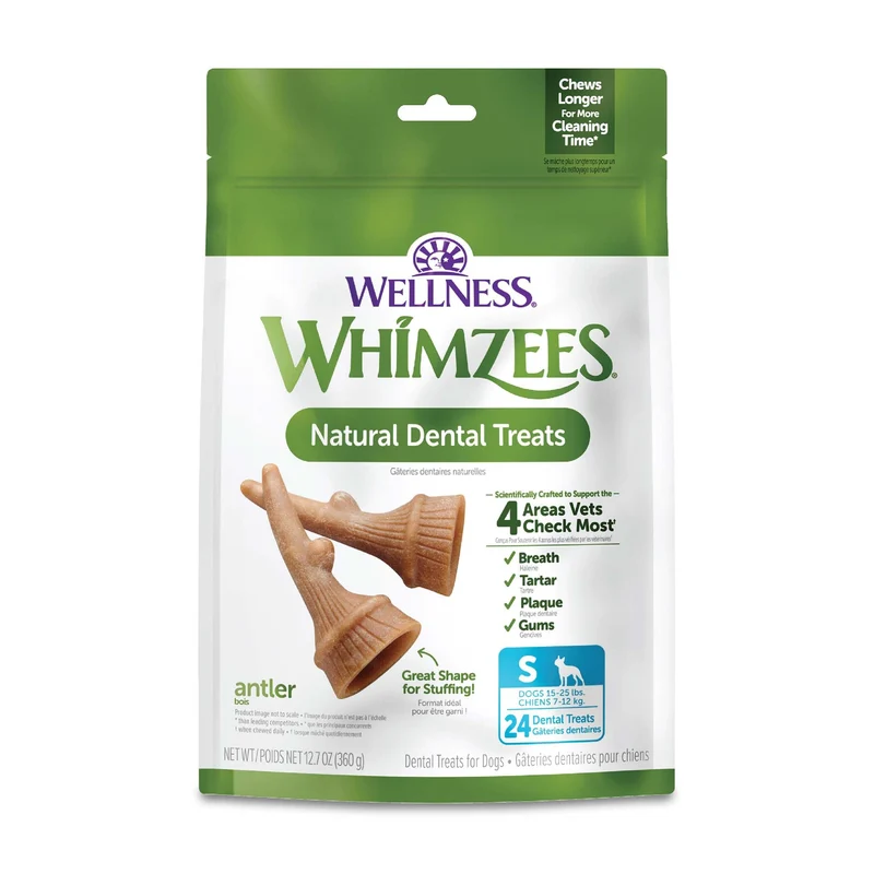 Whimzees Wellness Antler Occupy – Friandise Dentaire pour Chien Petit, 24 bouchées, 12,7 oz