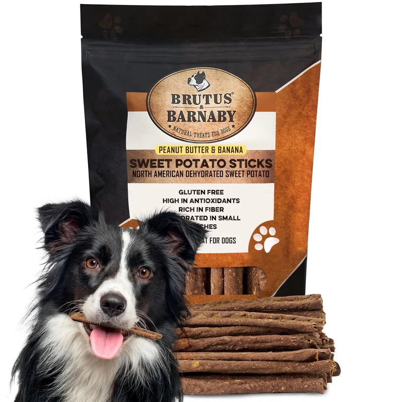 BRUTUS & BARNABY – Friandises Patate Douce USA sans céréales, Beurre d’arachide, Croquantes