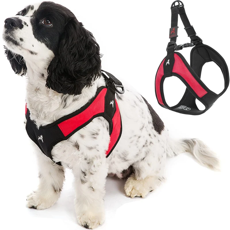Harnais Gooby Easy Fit Anti-Fuite – Rouge, Petite (jusqu’à 16 kg) – Enfilage Facile et Clip Rapide