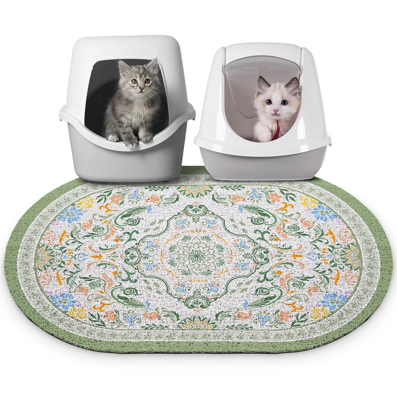 Bienbee Tapis Litiere pour Chat – Grand 33 po x 22 po, Bean-Green, Antiderapant et Imperméable