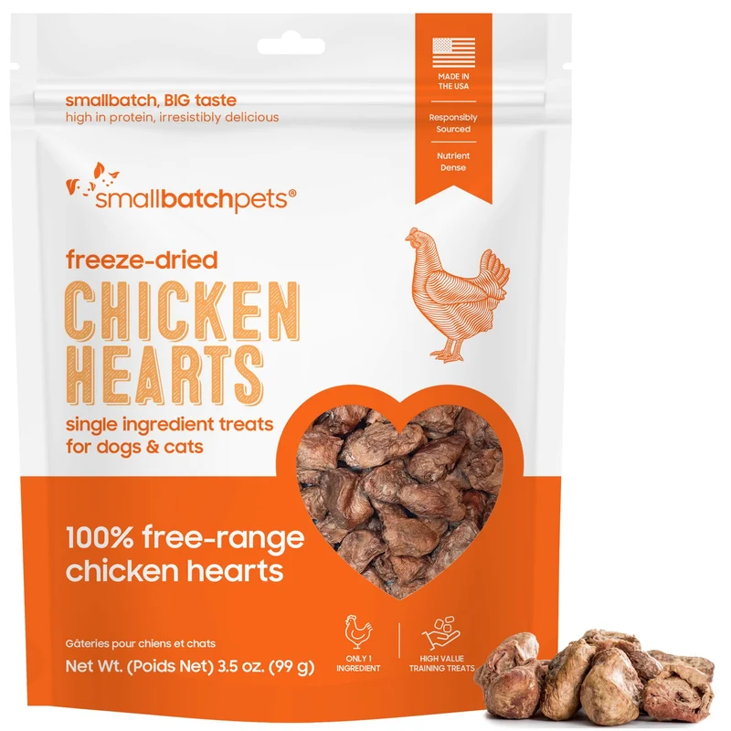 Smallbatch Coeur de Poulet Séché – Friandises pour Chiens et Chats, 3,5 oz, USA, Ingrédient Unique