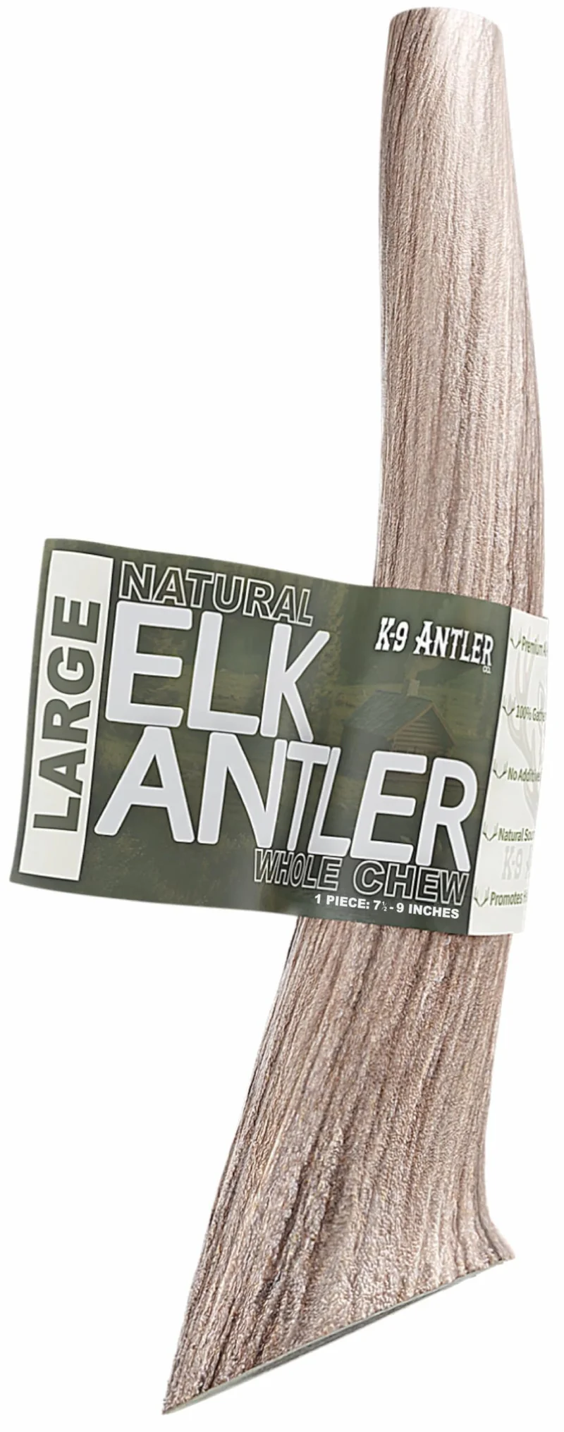 K-9 Antler Co. Bois de cerf Elk – Grand Morceau Entier (7,5–9 po), Mâche robuste pour chiens forts, USA, récolté naturellement et éthiquement
