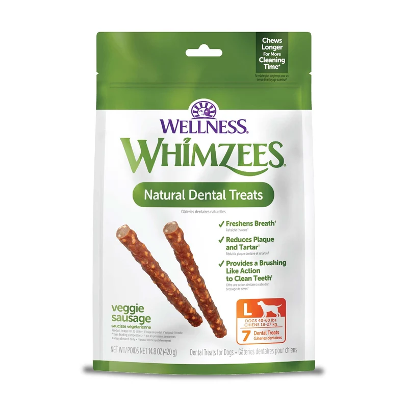 Whimzees Wellness Saucisse Légume Dentaire pour Chiens – Grand Format, 7 bouchées (14,81 oz)