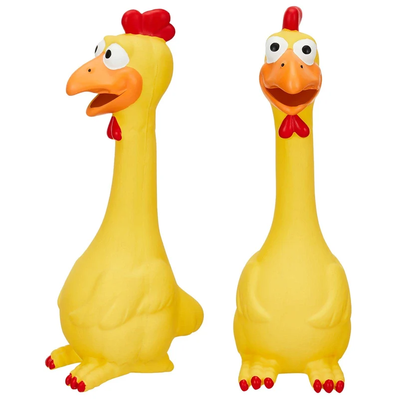 Hungdao – Jouet POULET SIFFLET en Latex pour Chevaux (Jaune) – 1 pièce